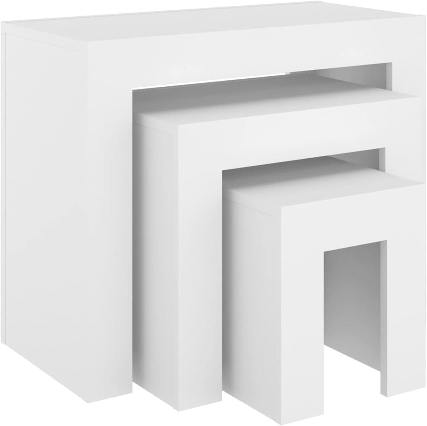3-Piece Nesting Coffee Table Set, Versatile Side End Nightstand, Modern Engineer