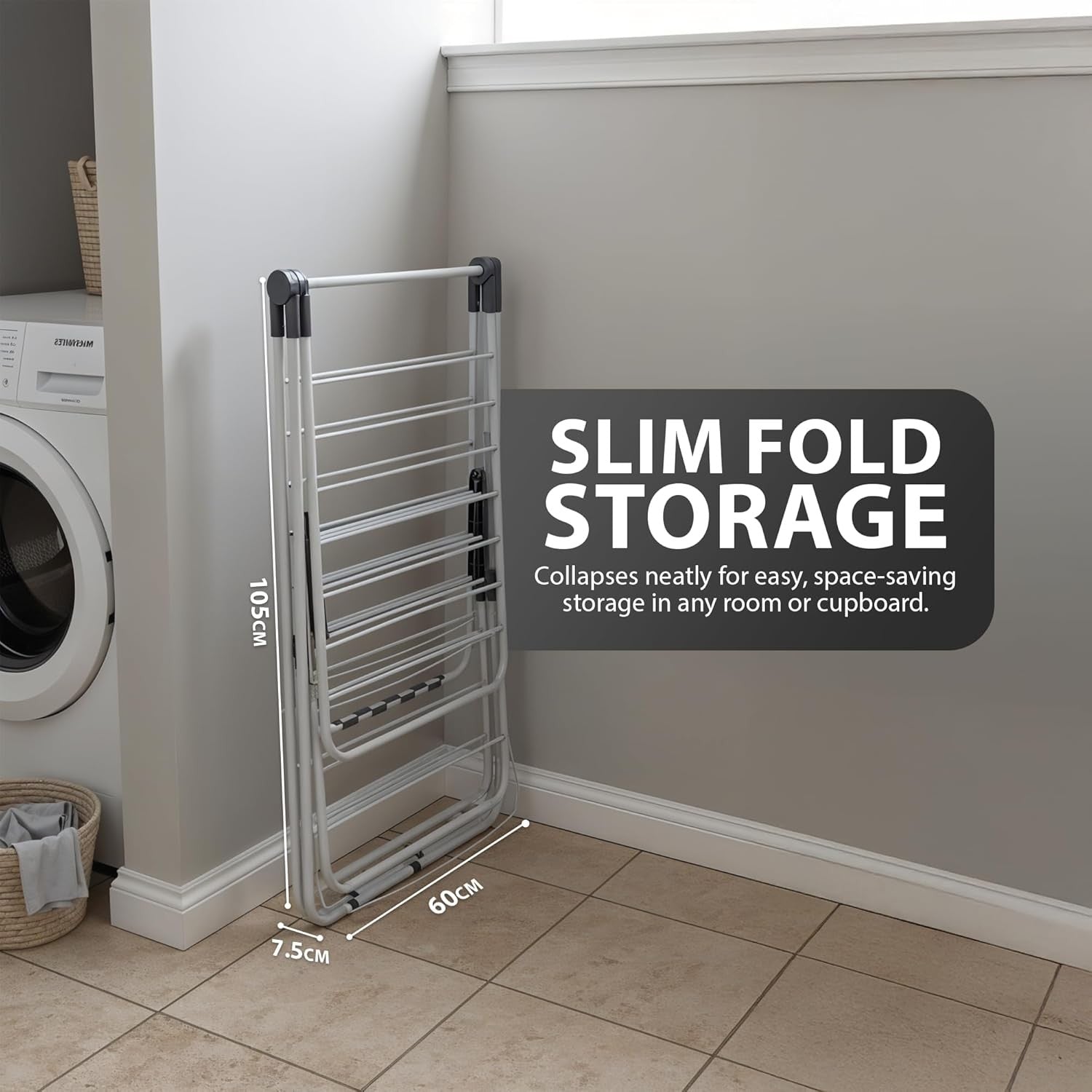 18m Folding Clothes Airer Drying Rack Indoor Outdoor Heavy Duty Steel