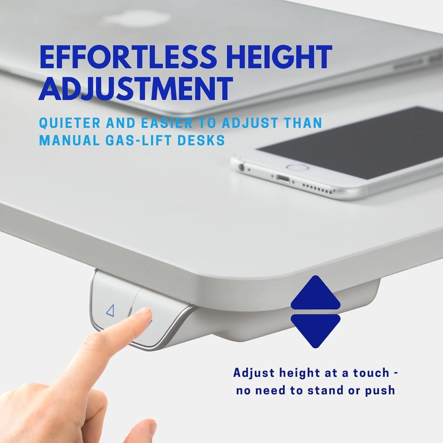 Electric Standing Desk on Wheels Height Adjustable Overbed Laptop Table White