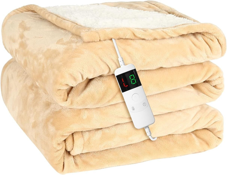 Electric Heated Throw Blanket 180x200cm Sherpa Fleece 10 Heat Auto Off