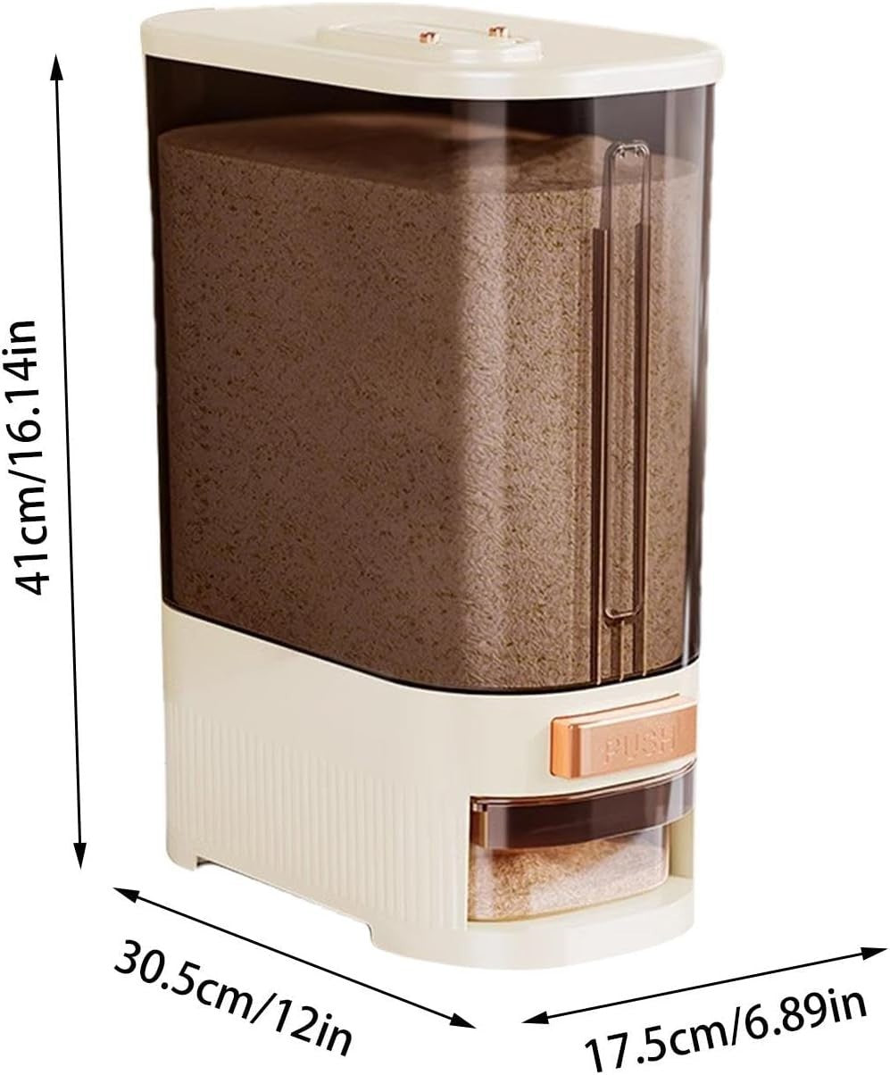 10KG Sealed Rice Dispenser Airtight Grain Storage Bin with Time Tracker