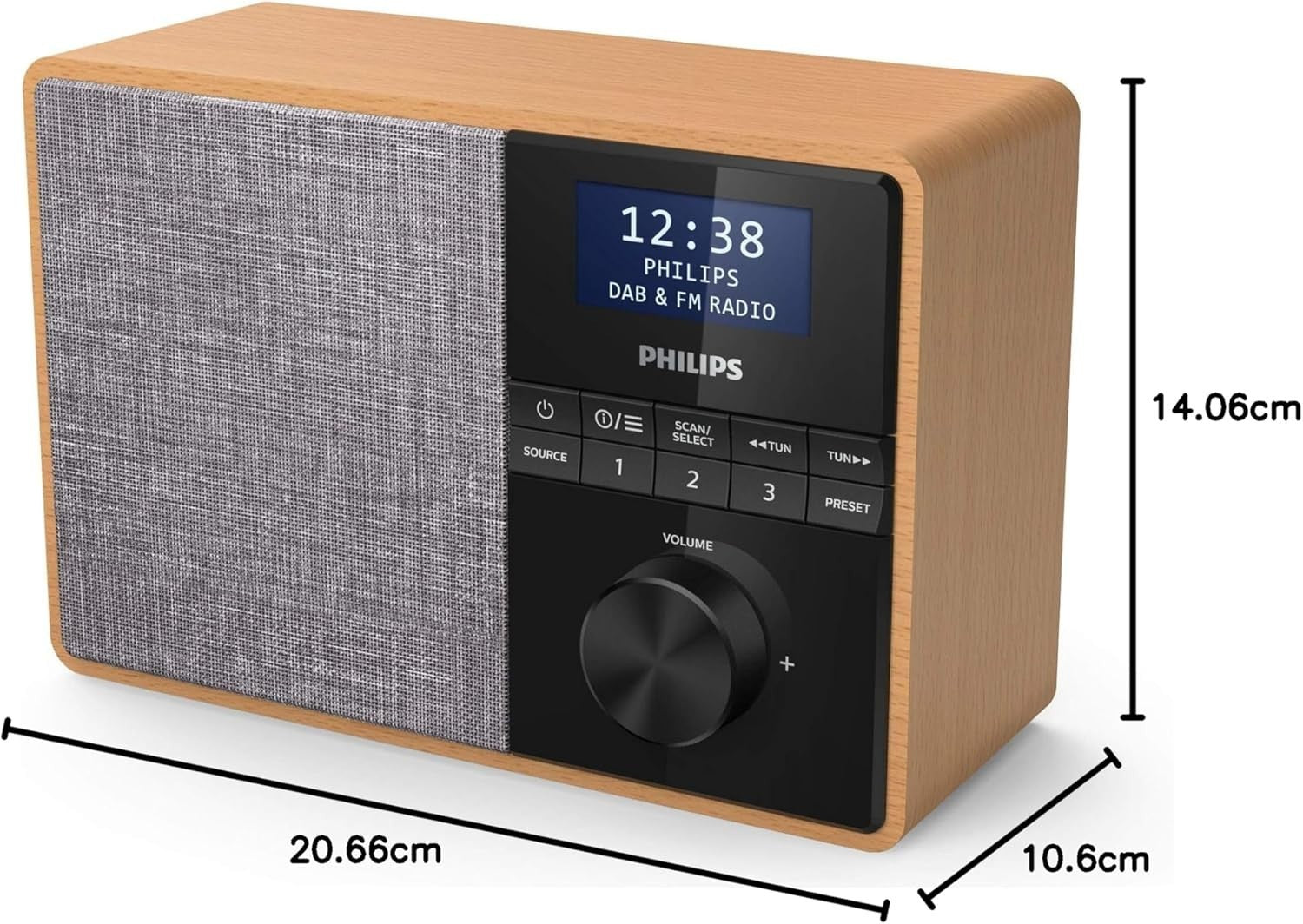 DAB+/FM Bluetooth Kitchen Radio Wooden Housing Portable Timer