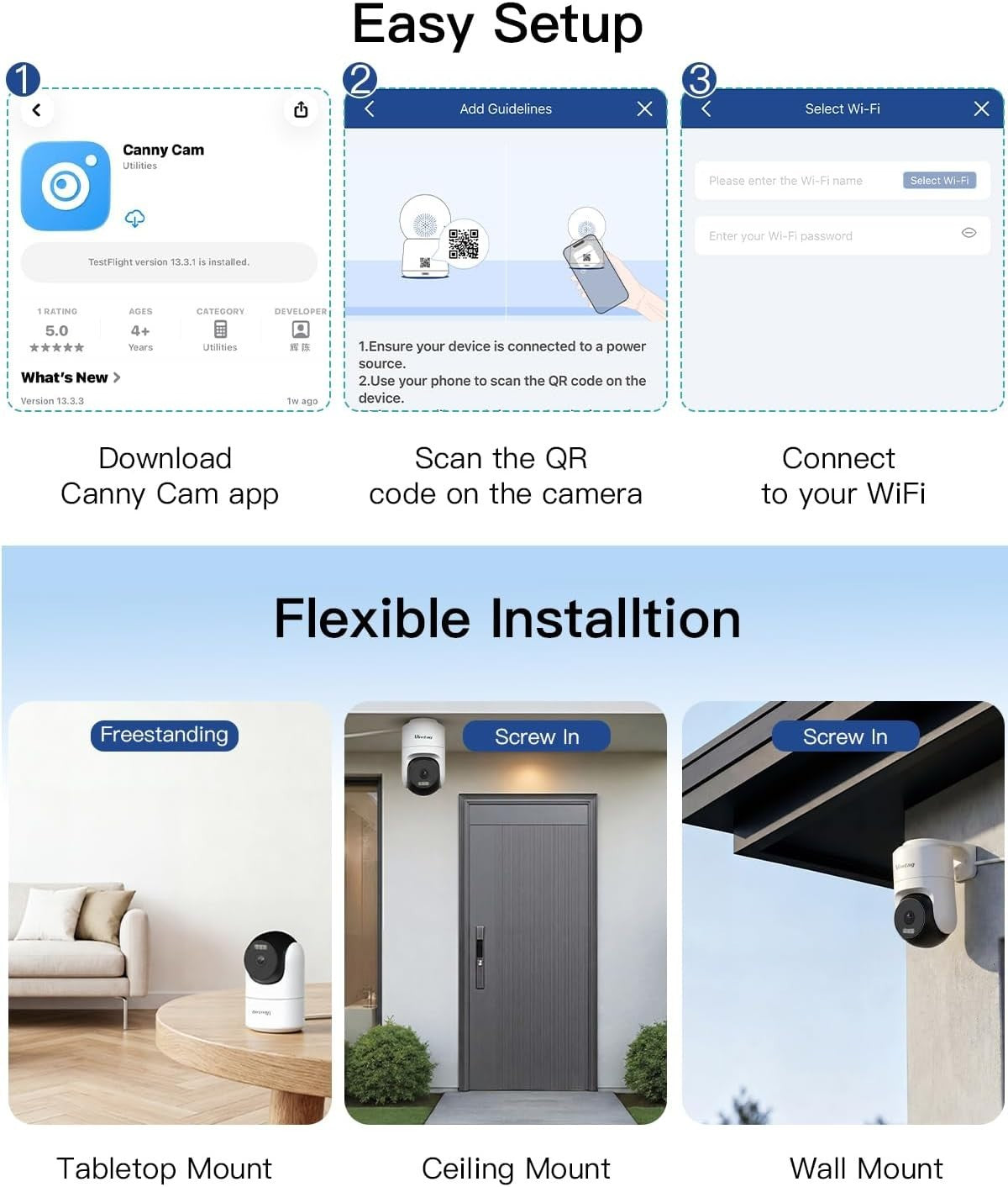 2.5K 4MP PTZ WiFi Security Camera Outdoor 360° AI Tracking Alexa