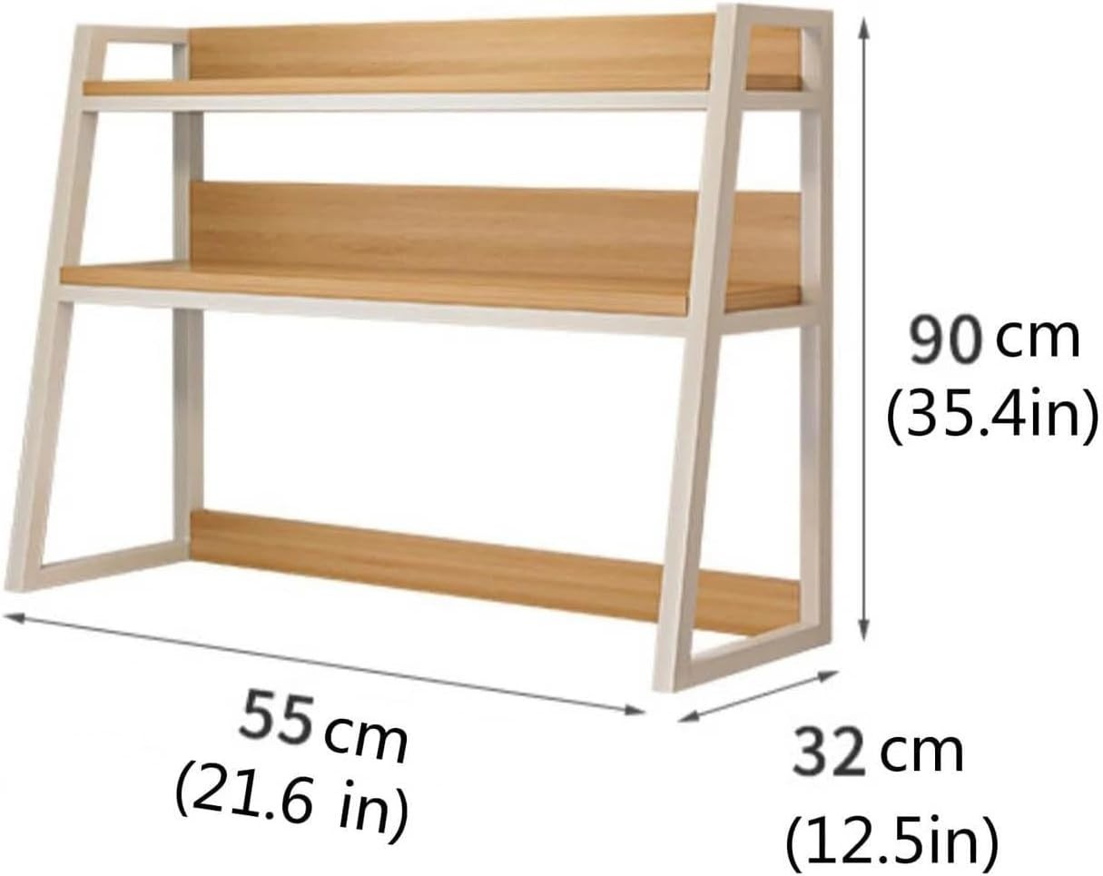 2-Tier Desktop Bookshelf Hutch Space-Saving Desk Organizer Shelf Black