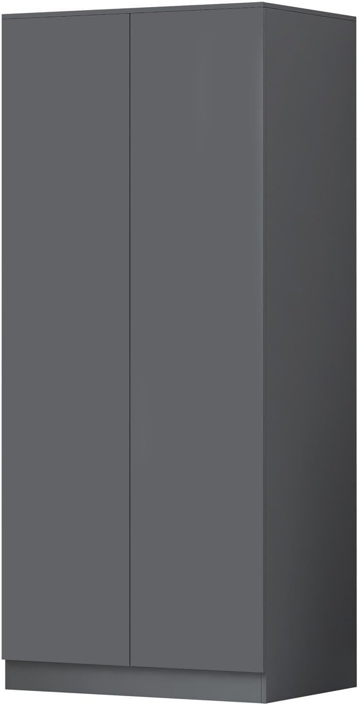 Dark Grey 2-Door Double Wardrobe 180cm | Scratch-Resistant, Space Saving