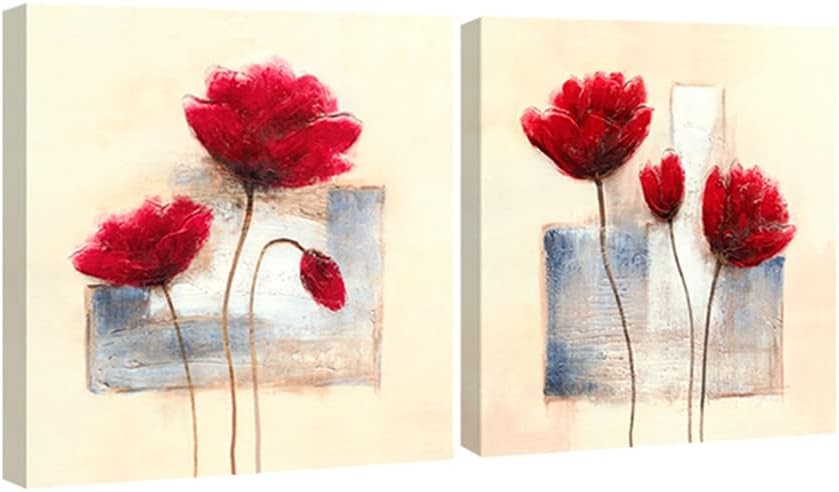 Abstract Floral 2‑Panel Canvas Wall Art 12×12 in Each Ready to Hang