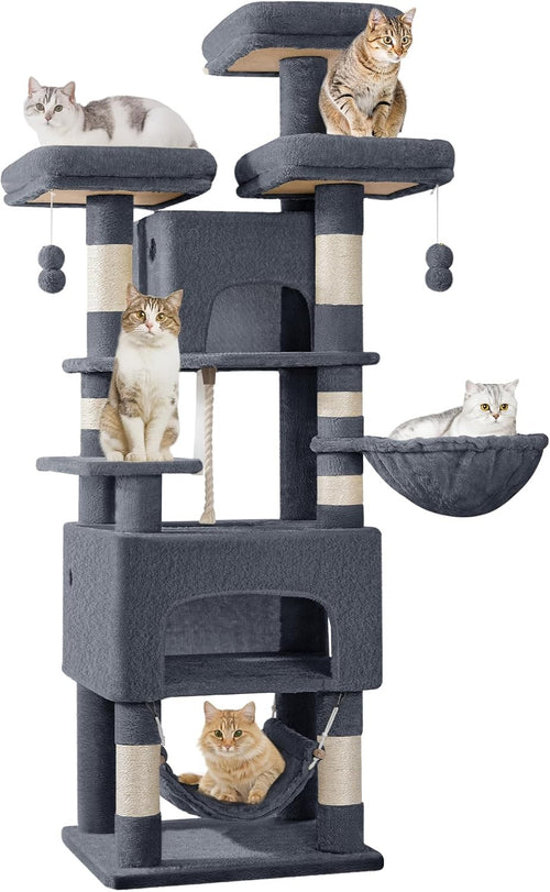 Large Cat Tree 176cm Multi-Level Tower with Condos Hammock Sisal Posts