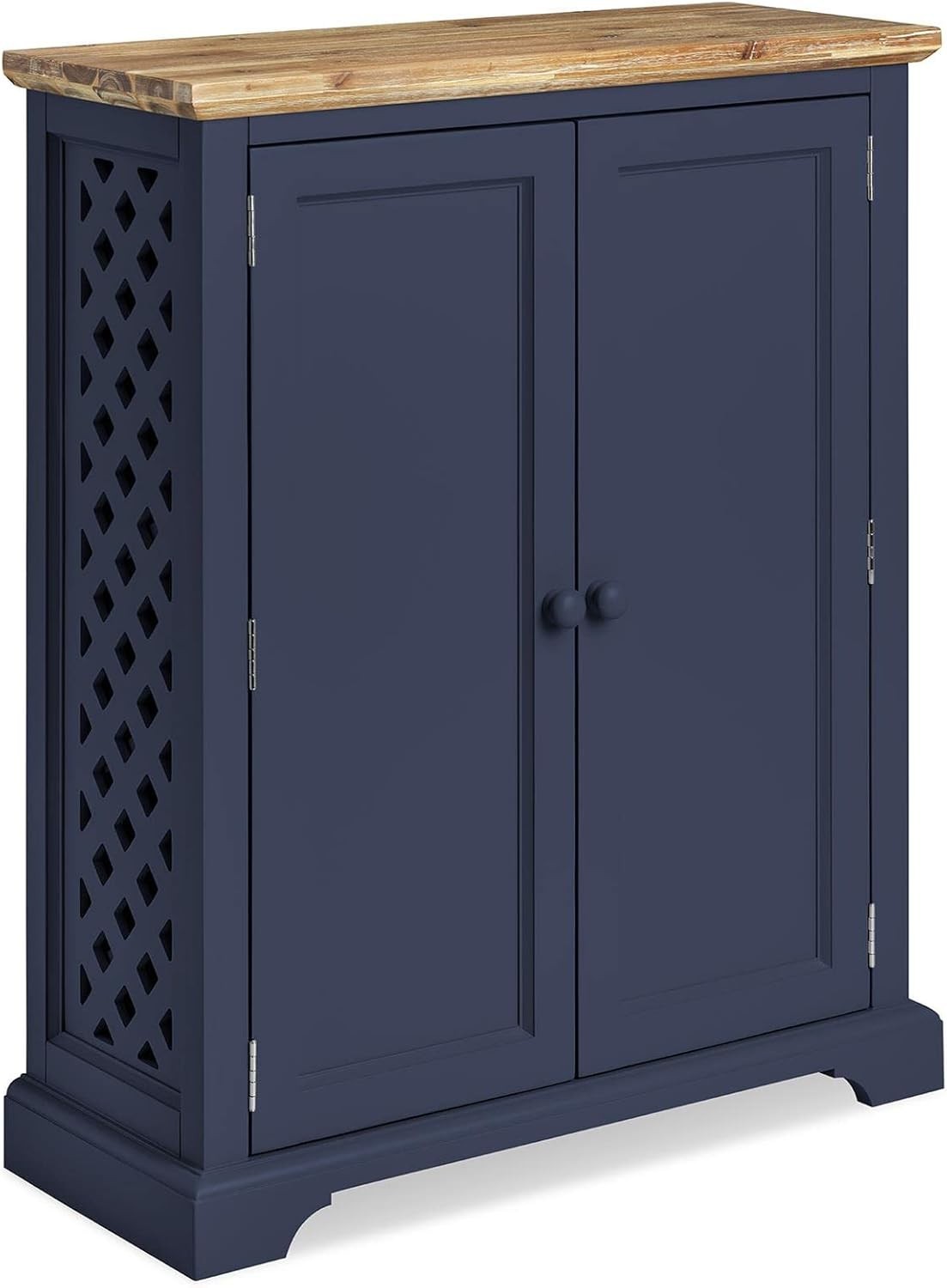 Navy Blue Wooden Shoe Cabinet with Adjustable Shelves & Airflow Doors