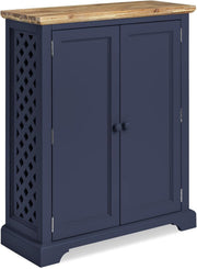 Navy Blue Wooden Shoe Cabinet with Adjustable Shelves & Airflow Doors