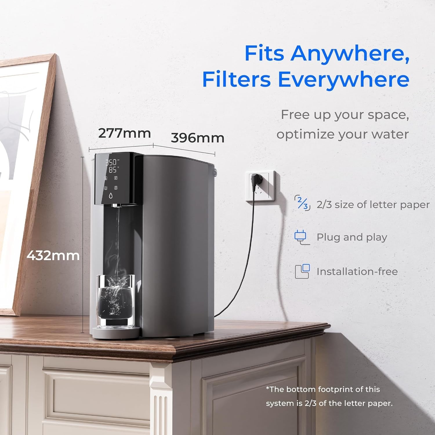 Countertop RO Instant Hot Water Dispenser 6-Stage Filtration 5 Temps No Install