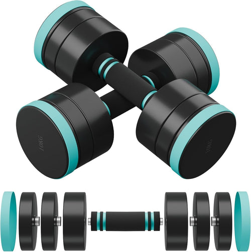10kg x2 Adjustable Steel Dumbbells Pair Foam Grip Compact Home Training