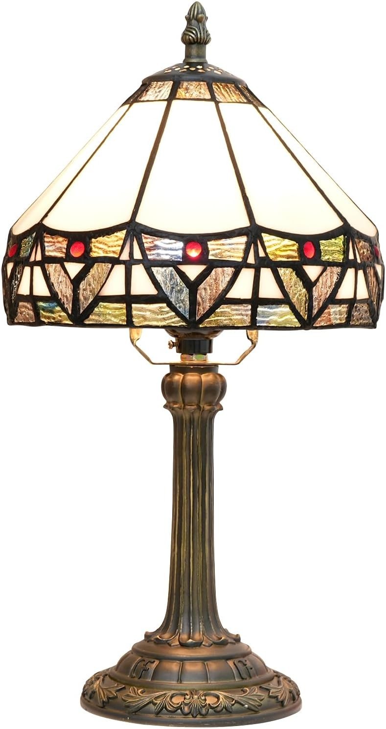Stained Glass Table Lamp Rome Style 8x14 Inch Bedside Light Decor