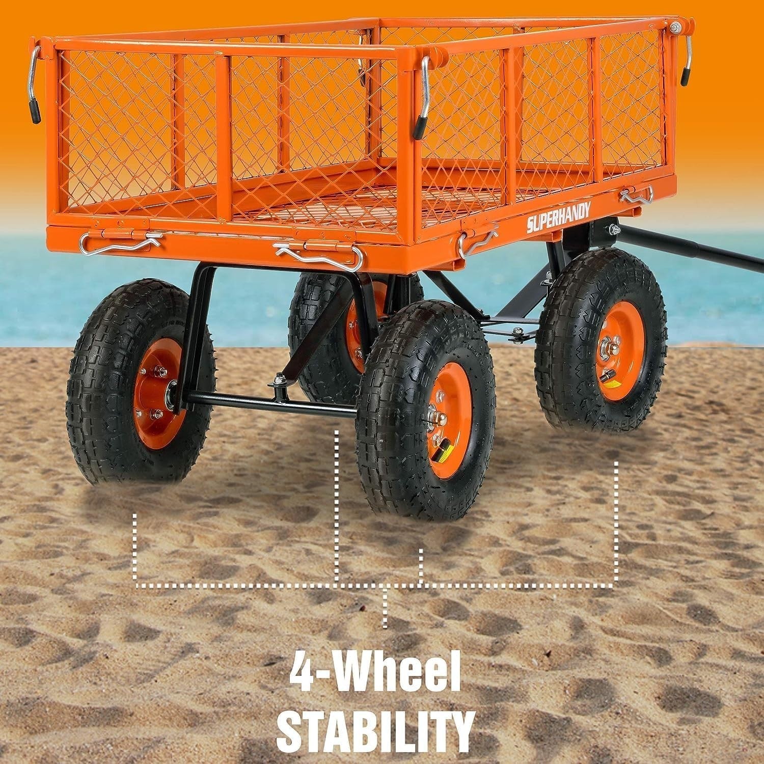 Heavy Duty 400lb Garden Utility Wagon with Removable Sides & 10" Wheels Black