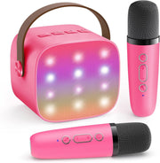 Kids Karaoke Machine 2 Wireless Mics Bluetooth LED Speaker