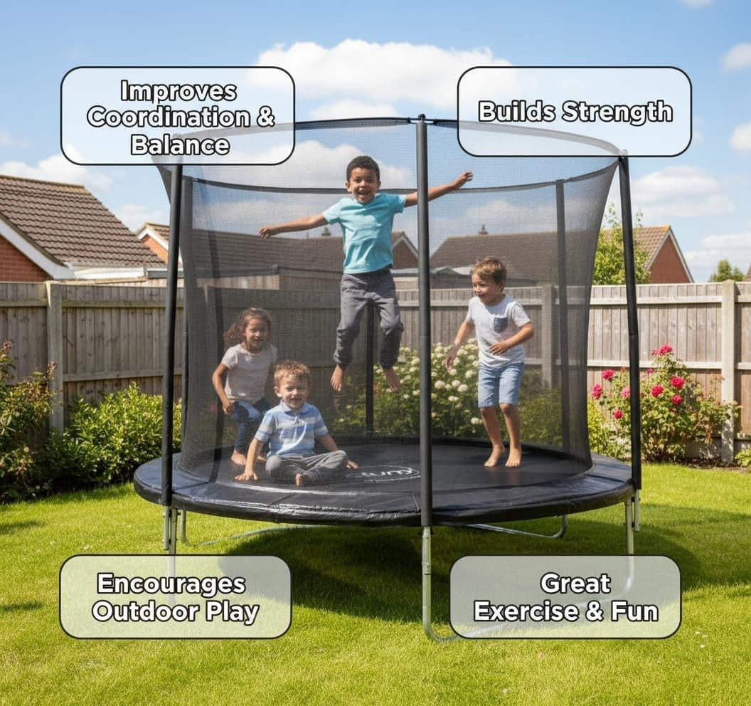8ft Kids Garden Trampoline SpringSafe Safety Enclosure Inside Springs