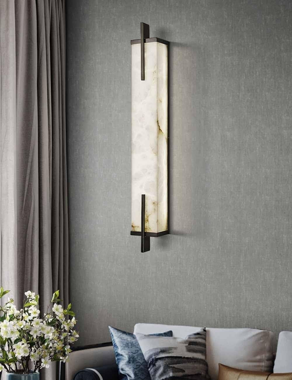 2x Marble Wall Sconce Lights LED Alabaster Brass Luxury Indoor Lamps