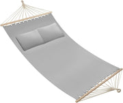 Light Grey Double Outdoor Hammock for 2 with Plush Pillows, 240kg Load