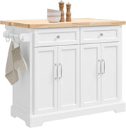 Kitchen Island Cart on Wheels Extendable Worktop Storage Cabinet Drawers