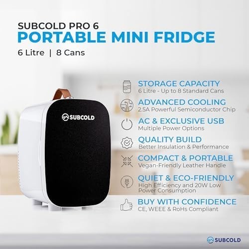 6L Mini Fridge Cooler USB & AC Portable for Bedroom Car Office