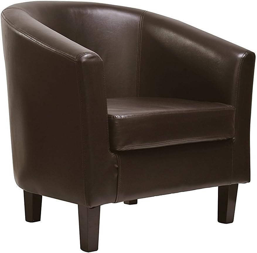 Faux Leather Tub Chair Armchair Lounge Club Seat Brown