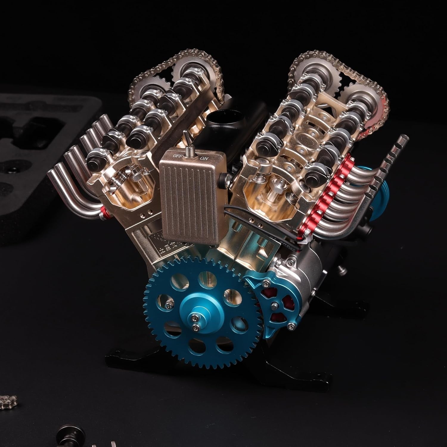 Mechanical V8 Engine Model Kit DIY Metal Assembly, 500+ Pieces, Motorized