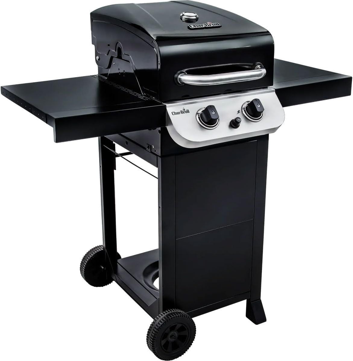 2-Burner Gas BBQ Grill with Cast Iron Grates & Side Shelves Outdoor Patio