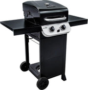 2-Burner Gas BBQ Grill with Cast Iron Grates & Side Shelves Outdoor Patio