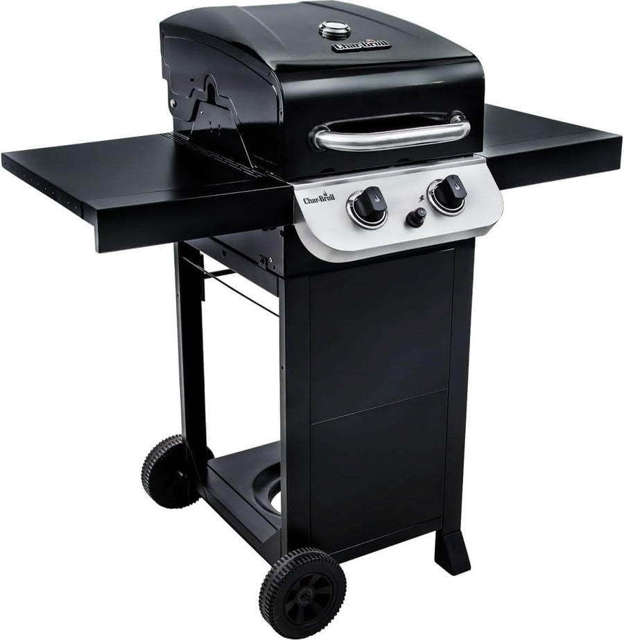 2-Burner Gas BBQ Grill with Cast Iron Grates & Side Shelves Outdoor Patio