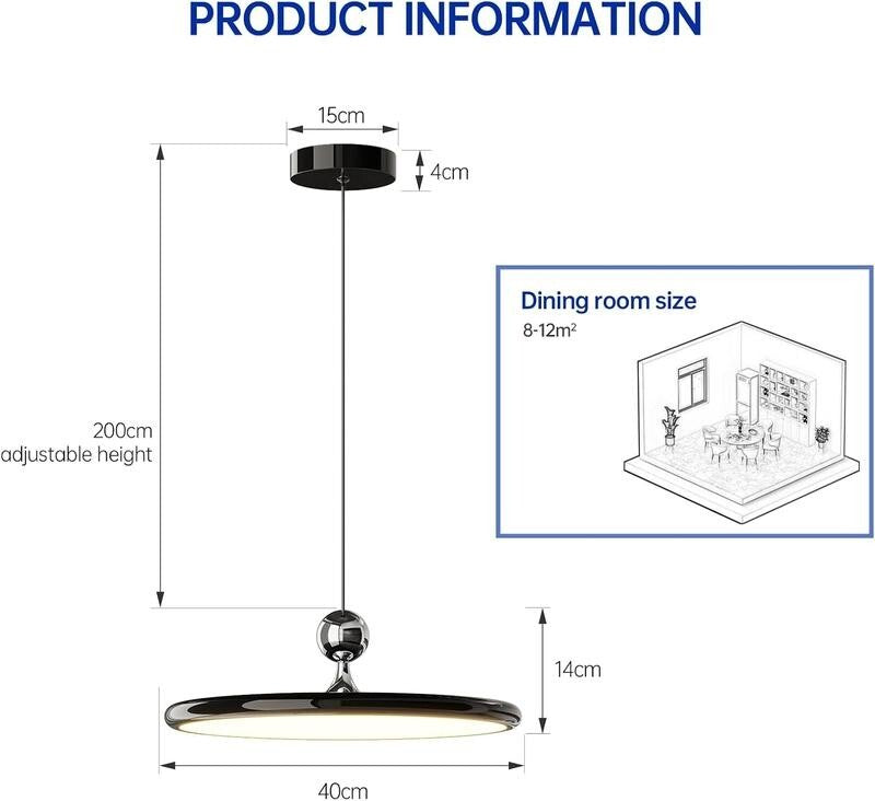 Dimmable LED Pendant Ceiling Light Remote Control Modern Hanging Chandelier