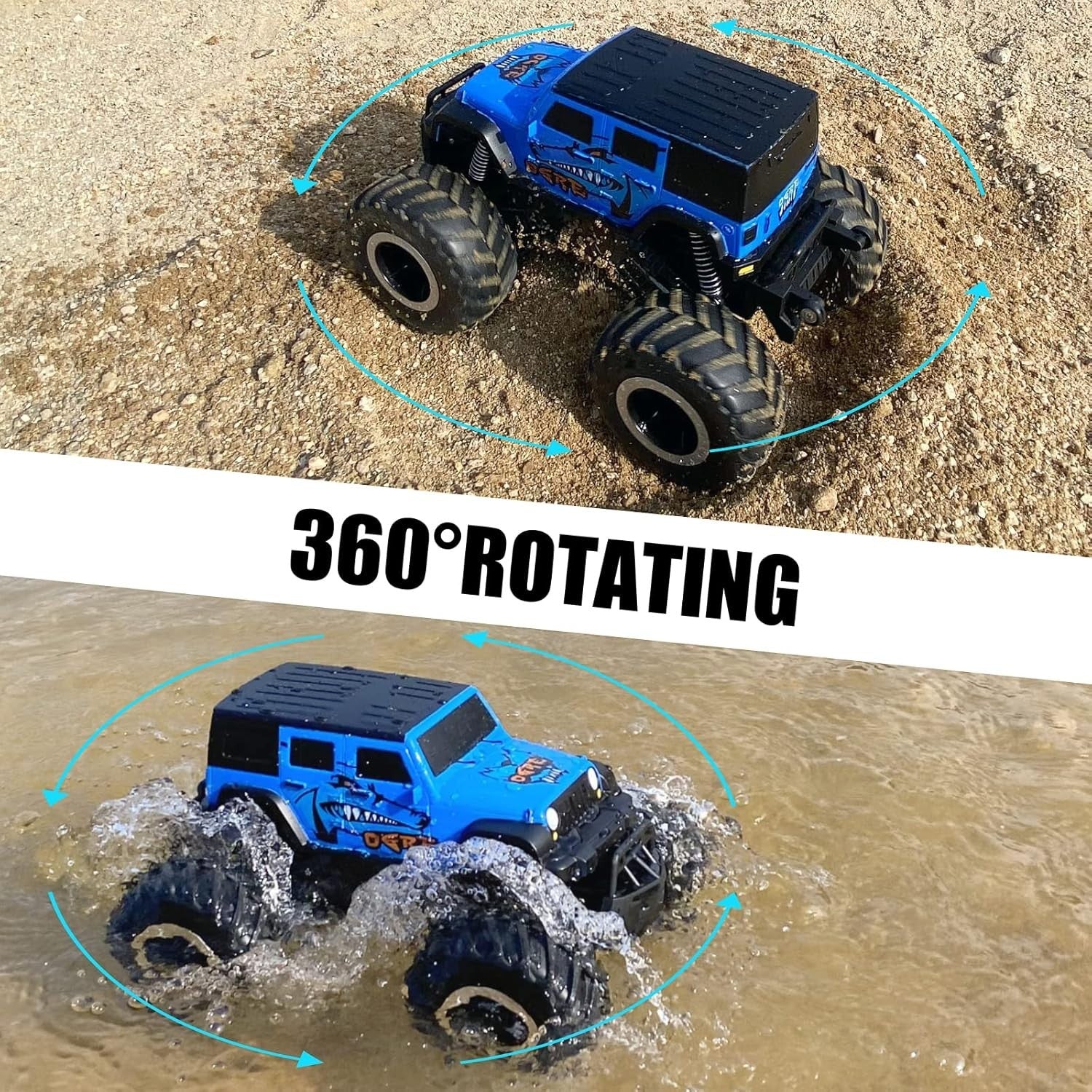 Amphibious 4WD RC Monster Truck Car Kids | 360° Flip, Waterproof, 1:16, 20km/h