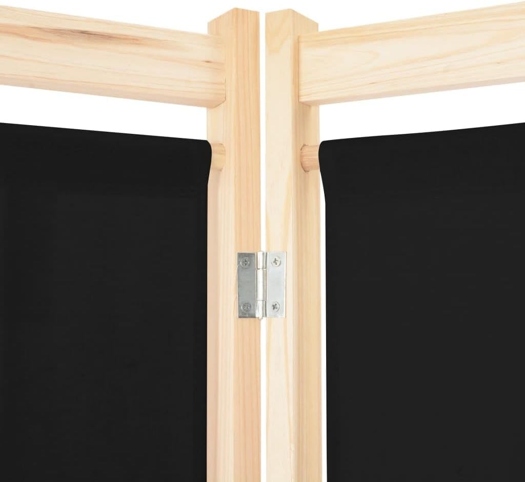 6-Panel Folding Room Divider Privacy Screen Black Fabric 240x170cm Home Partitio
