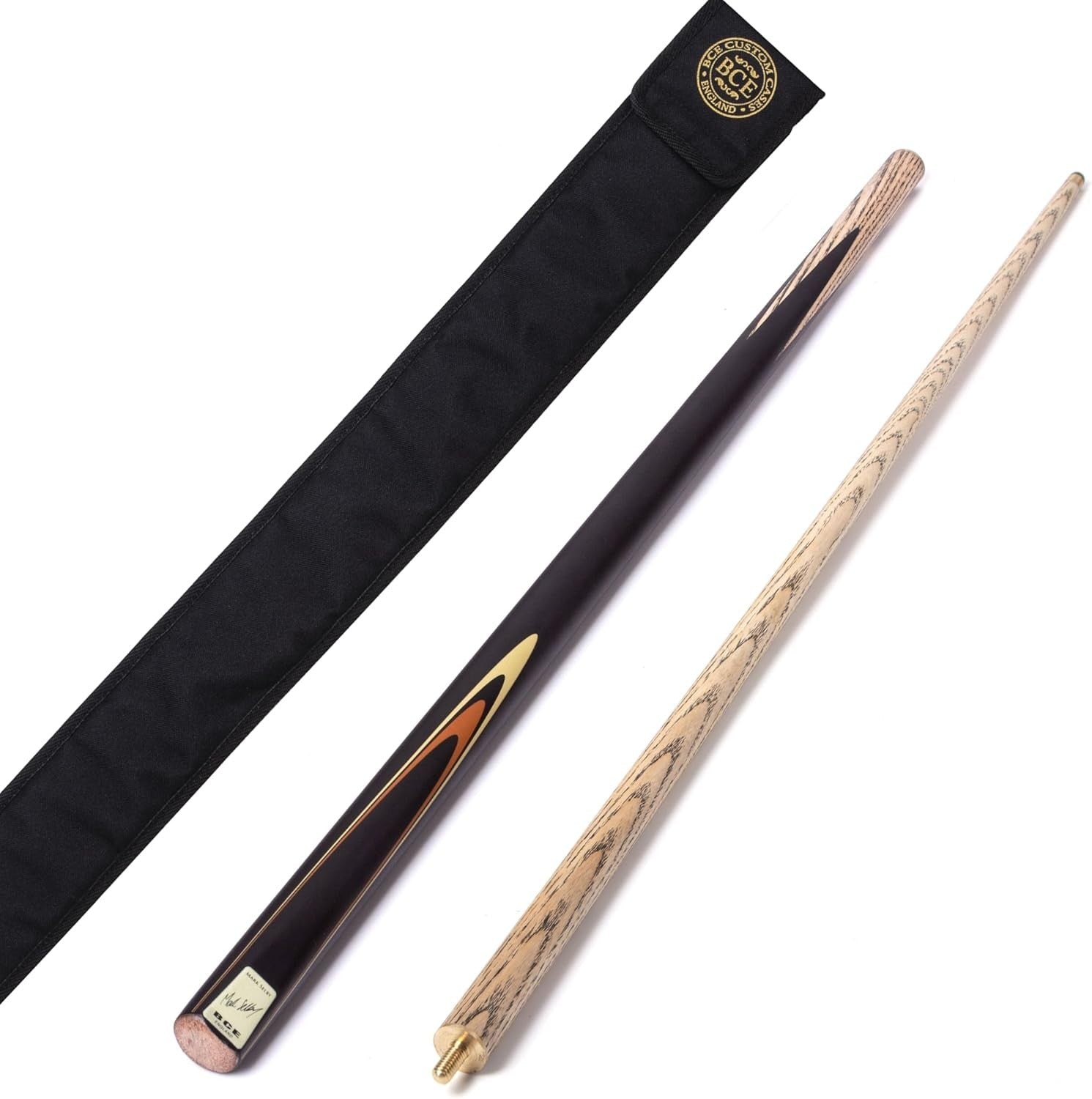57" 2 Piece Ash Snooker Pool Cue 9.5mm Tip With Soft Case