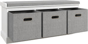 White 3-Drawer Shoe Storage Bench with Cushion Seat – Modern 105cm Hallway