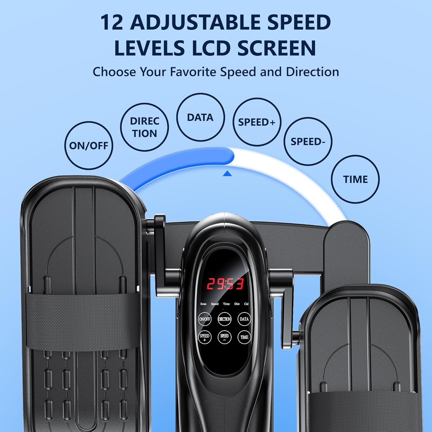 Under Desk Elliptical Pedal Exerciser Electric Quiet Leg Trainer Remote