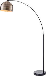 Arc Floor Lamp Antique Brass Shade Marble Base Curved Standing Living Room