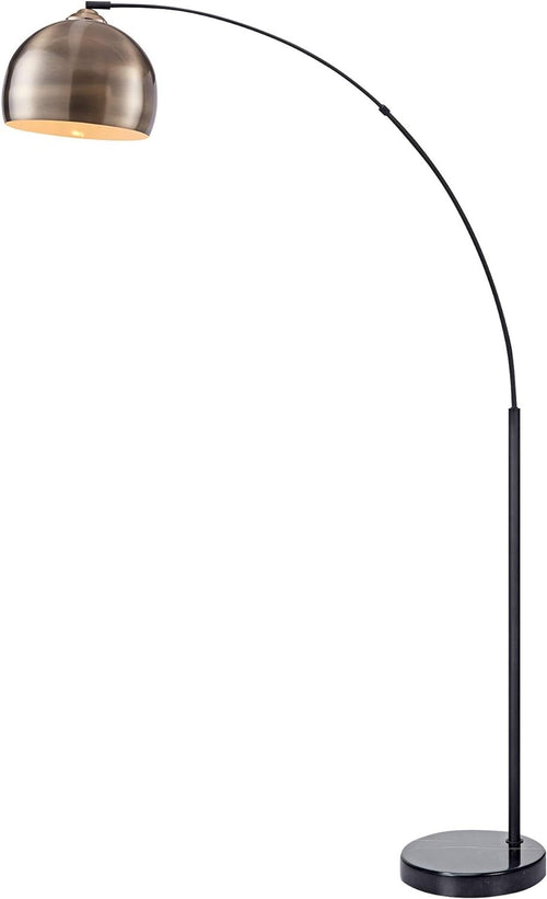 Arc Floor Lamp Antique Brass Shade Marble Base Curved Standing Living Room