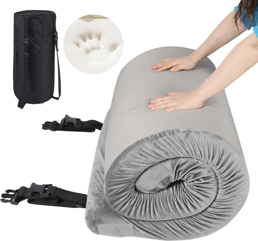 Portable Foldable Memory Foam Camping Mattress - Waterproof, Lightweight Pad