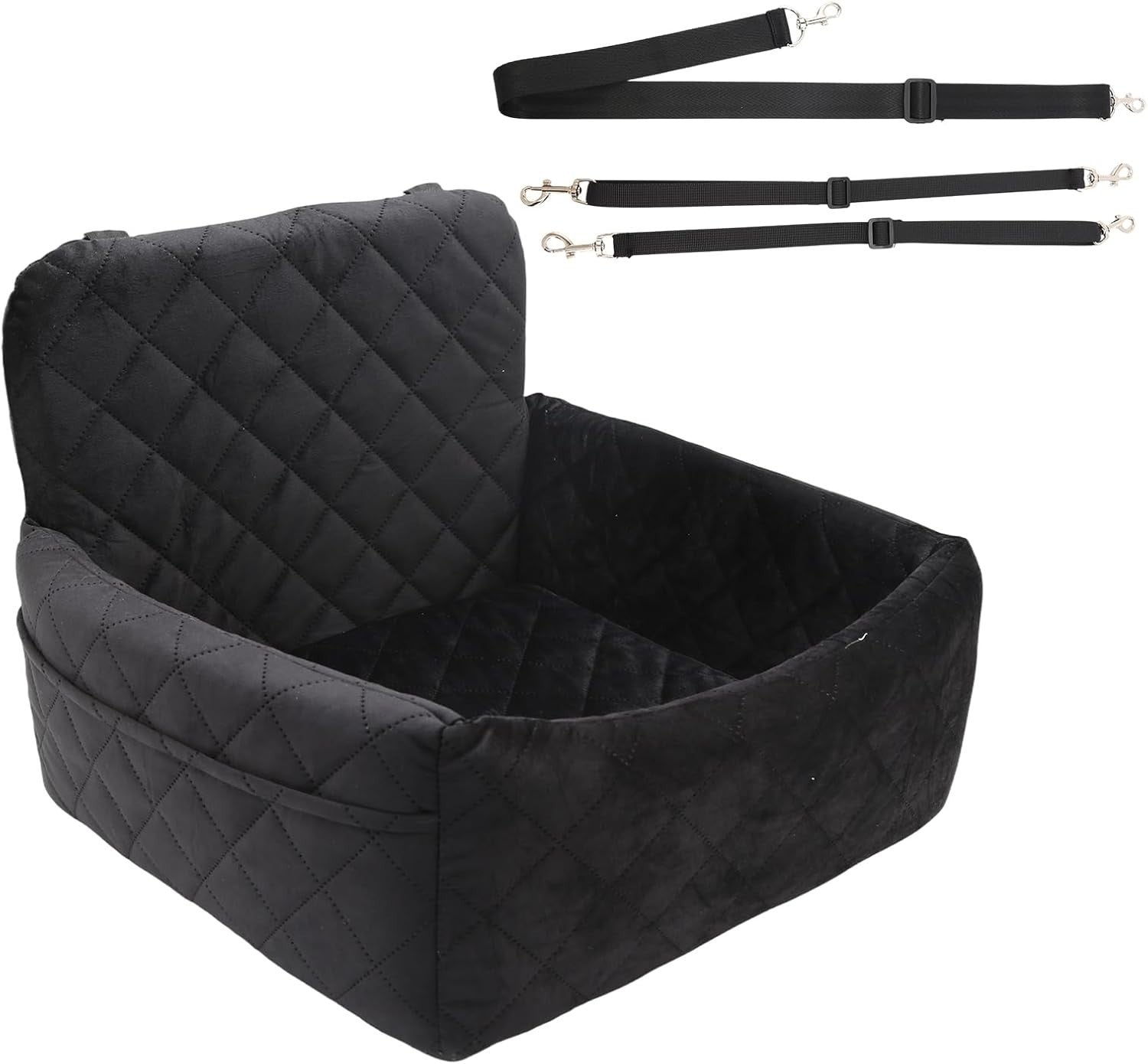 Plush Dog Car Seat Booster Bed Safety Belt Travel Carrier Small Dogs