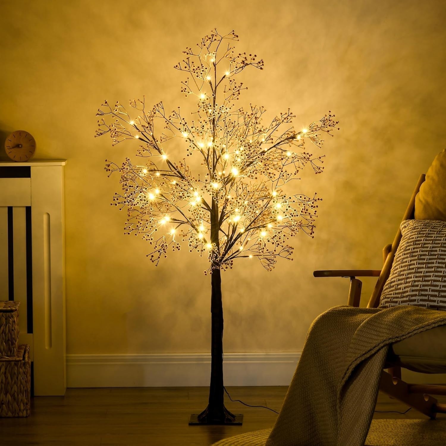4ft Gypsophila Blossom LED Tree Light Warm White Baby Breath Indoor Home Decor