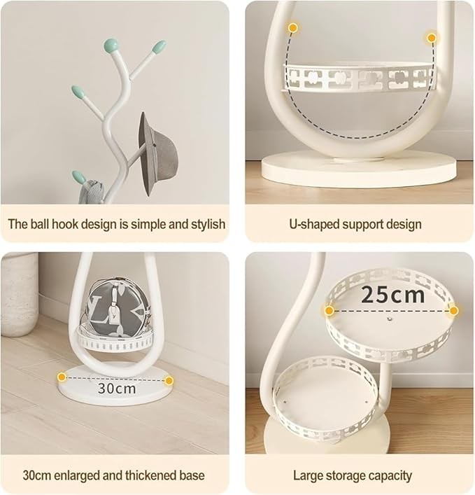 Luxury Black Metal Coat Rack Stand | Freestanding Tree Hall Stand with Marble