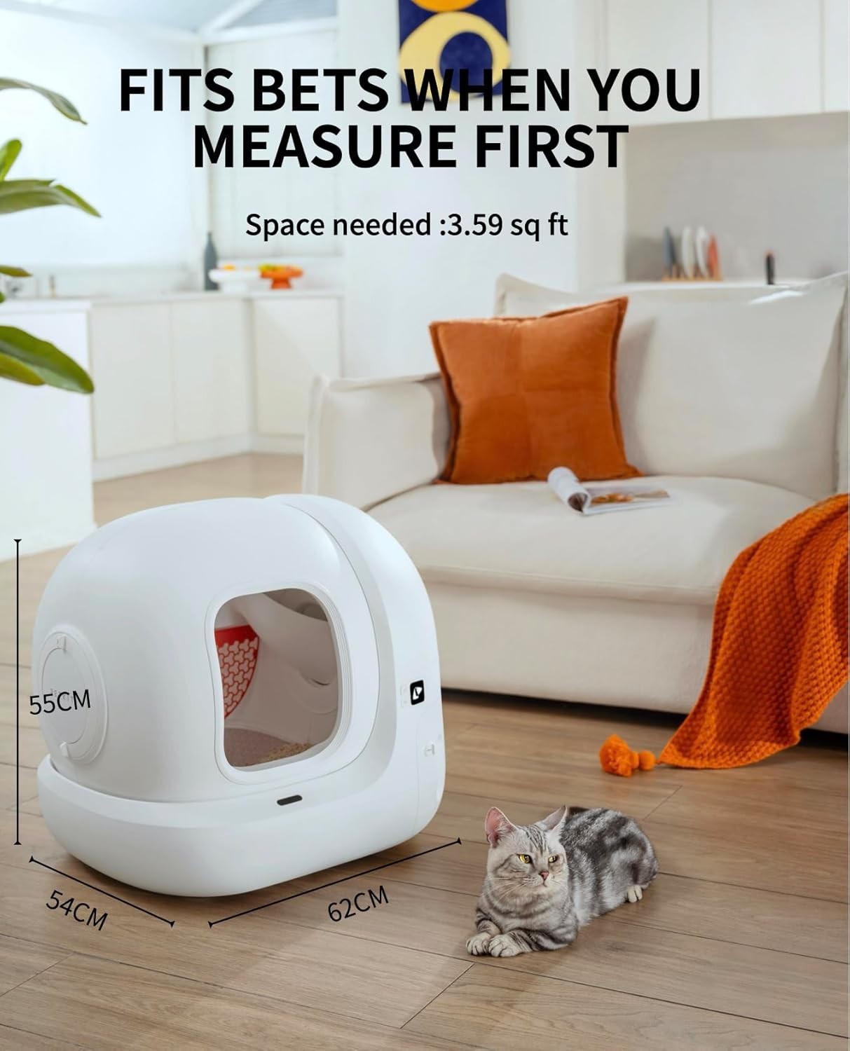 Automatic Cat Litter Robot 76L Smart App Controlled Odor Free Tray
