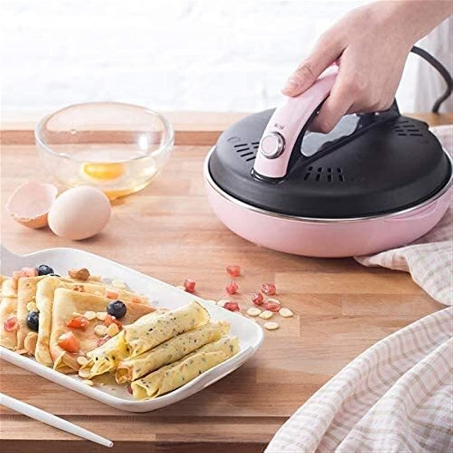 Cordless Electric Crepe Maker 1000W Non-Stick 8in Portable Pancake Griddle