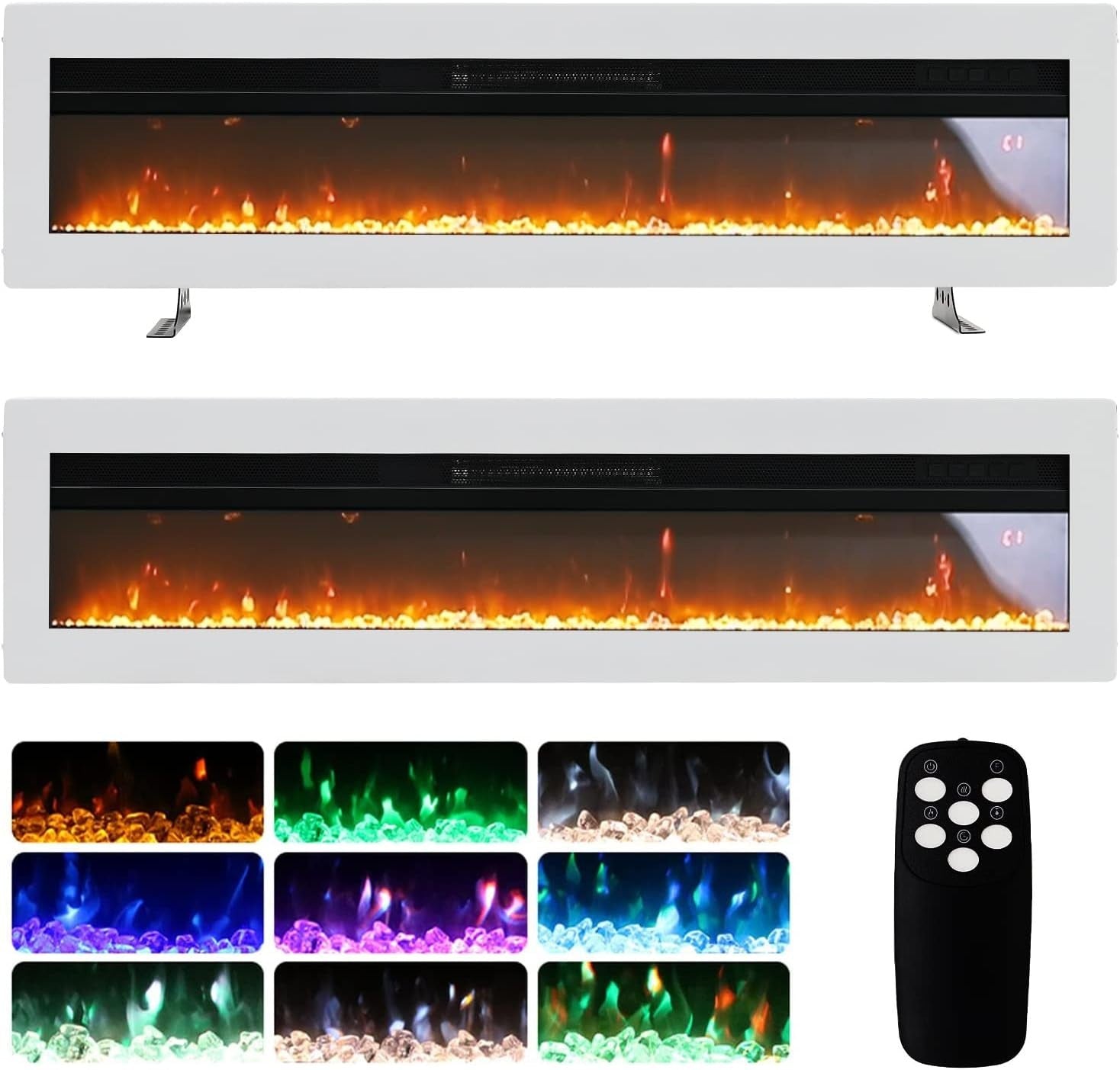 Wall Mounted Electric Fireplace 102cm LED Flame Heater Remote 1800W