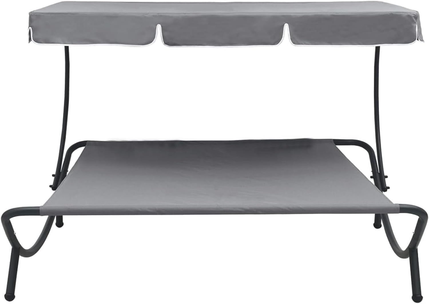 Grey Outdoor Double Lounge Bed with Canopy Weatherproof Patio Sunbed