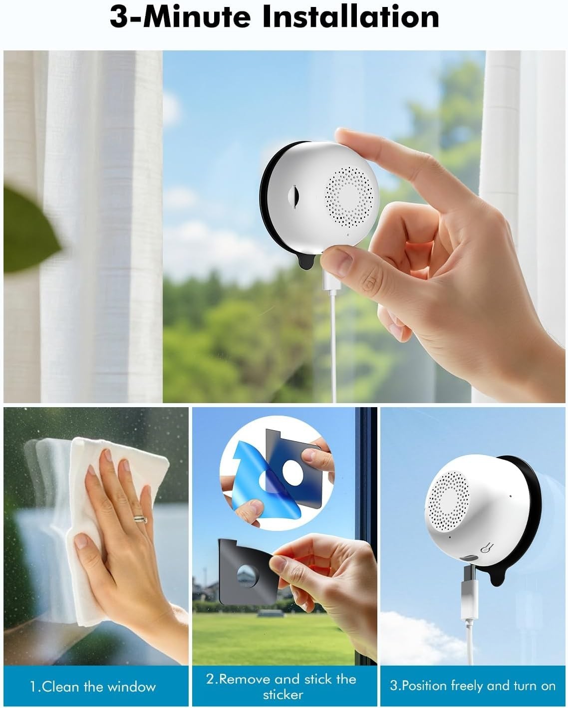 2K Window Security Camera WiFi 5GHz Through Glass Night Vision 24/7