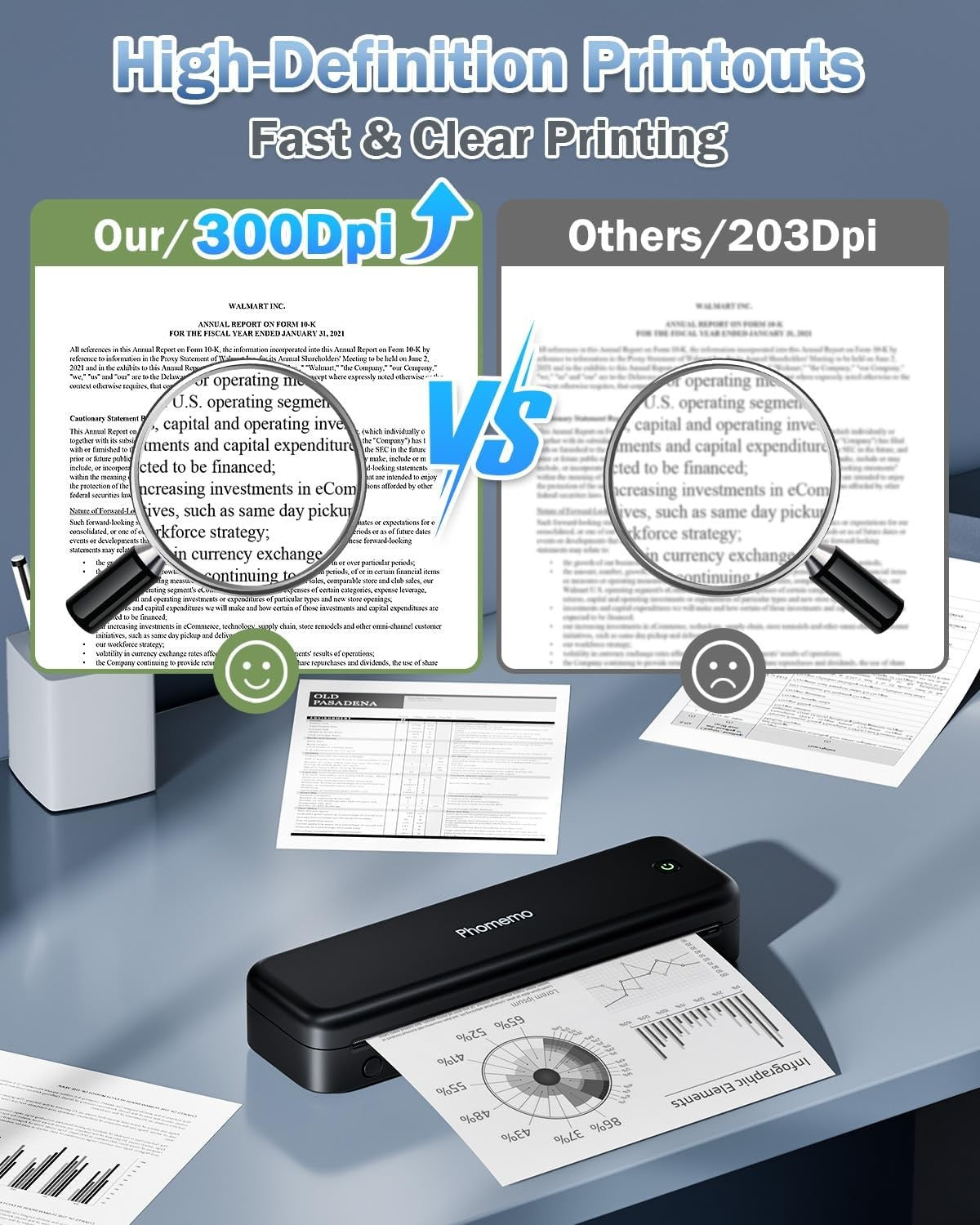 Portable A4 Thermal Printer Bluetooth Inkless Phone Laptop