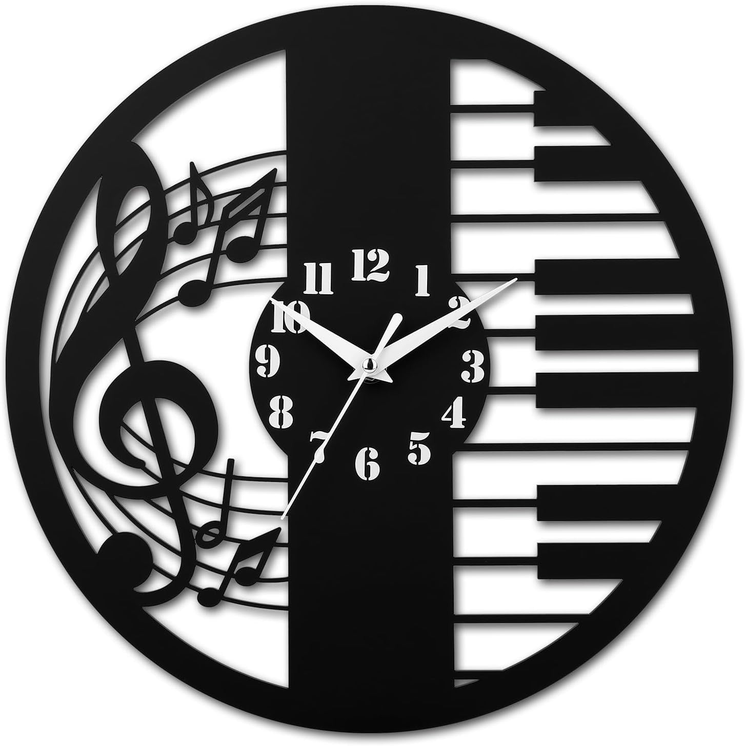 Music Note & Piano Key Wall Clock – Modern Silent Quartz 12" Acrylic Decor