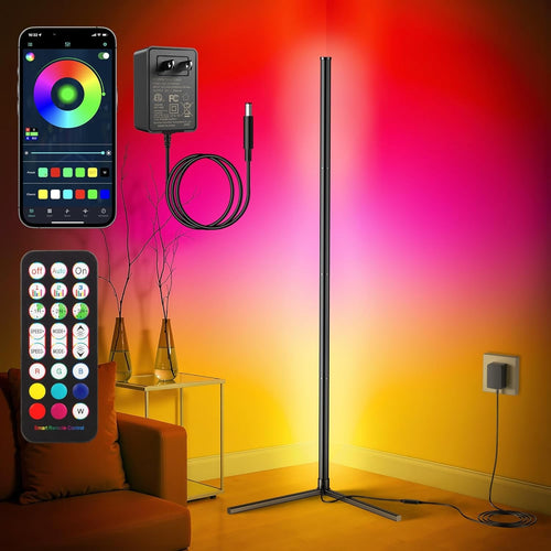 Smart RGB Corner Floor Lamp App Remote Music Sync LED Standing Light