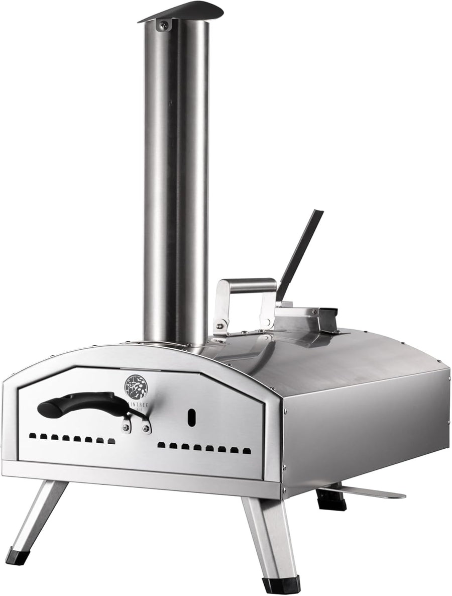 12" Dual Fuel Pizza Oven | Gas + Wood Fired Outdoor BBQ Grill w/ Paddle & Cover