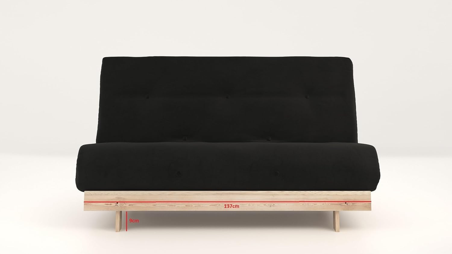 Double Futon Sofa Bed 137cm Harmony Grey Wool Mix with Wood Frame